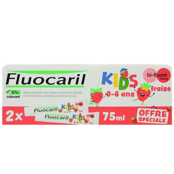 Fluocaril - Kids 3-6 ans dentifrice gel fraise lot de 2 x 50ml