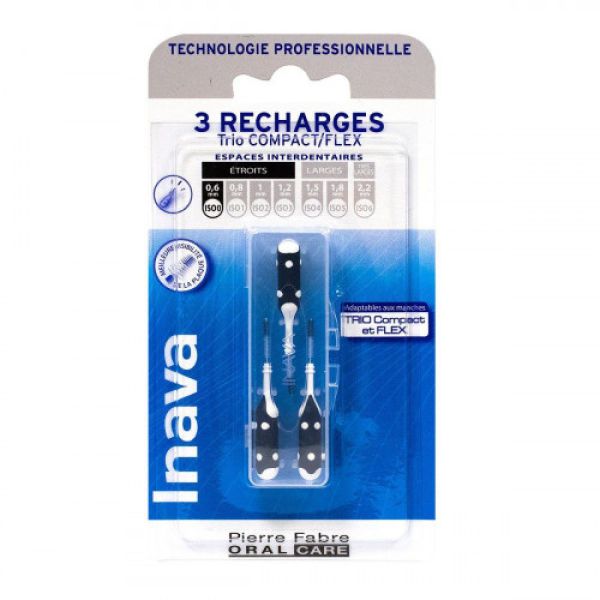 Inava - Brossettes interdentaires 3 recharges noir - Étroits 0.6 mm