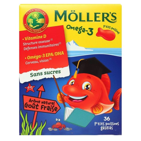 Möller's Omega-3 - P'tits Poissons Goût Fraise - 36 Pastilles Gélifiées