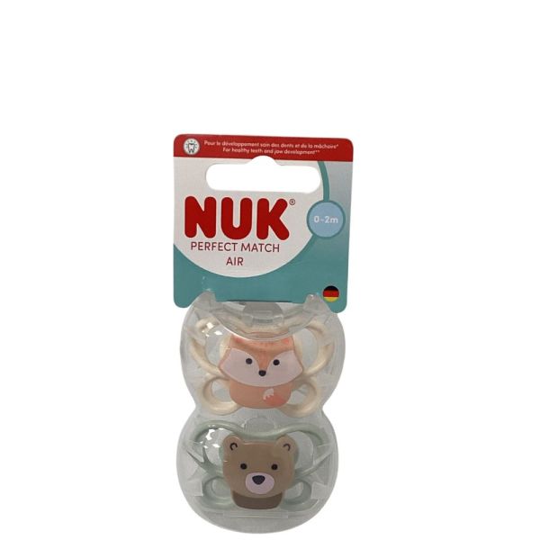 Nuk - Sucettes Perfect match air 0-2 mois - lot de 2 Sucettes