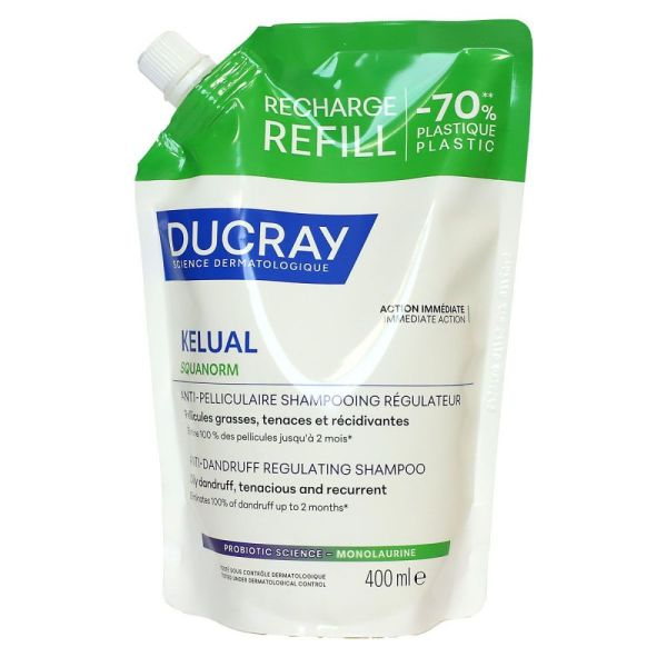 Ducray - Recharge Kelual Squanorm Shampoing régulateur anti-pelliculaire - 400ml