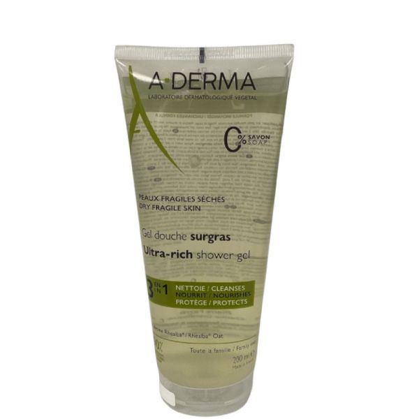 A-DERMA - Gel Douche Surgras 3en1 - 200 ml