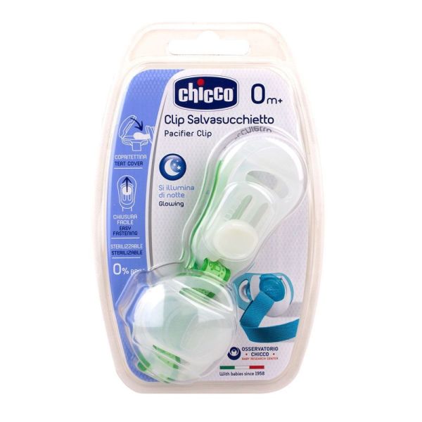 Chicco- Attache sucette ruban avec protège tétine