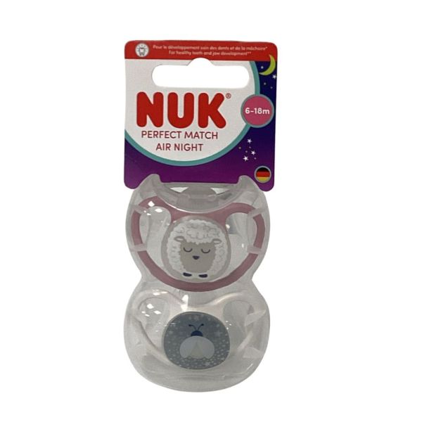 Nuk - Sucettes Perfect match night 6-18mois - lot de 2 Sucettes
