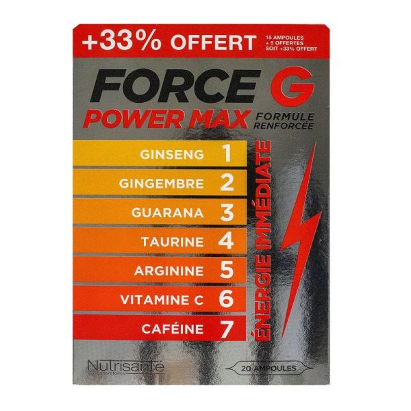 Nutrisanté - Force G Power Max Formule Renforcée 20 ampoules