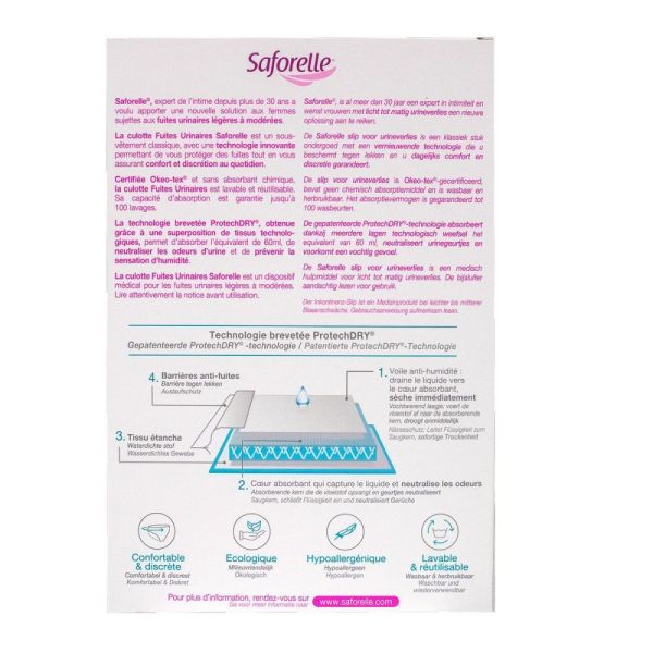 Saforelle - Culotte fuites urinaires -
