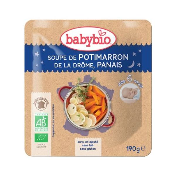 Babybio - Soupe de Potimarron de la Drôme, Panais - dès 6 mois - 190g