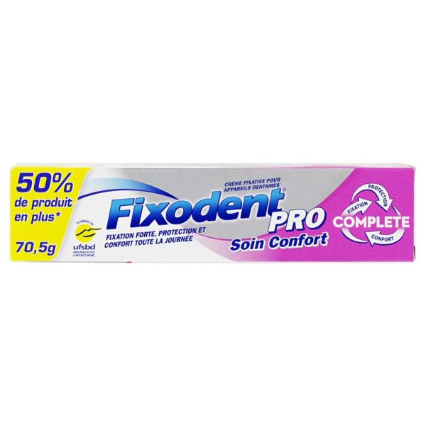 Fixodent Pro - Complete Soin confort - crème adhésive pour prothèse dentaires