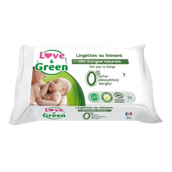 Love & Green - Lingettes au liniment - 56 lingettes
