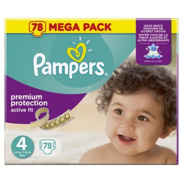 Pampers - Premium protection active fit - Taille 4 - 78 couches