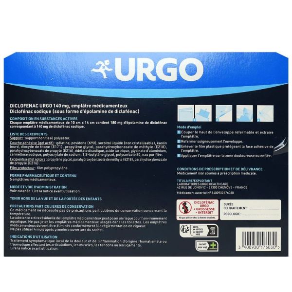 Urgo - Diclofenac emplâtre 140mg - 5 emplâtres