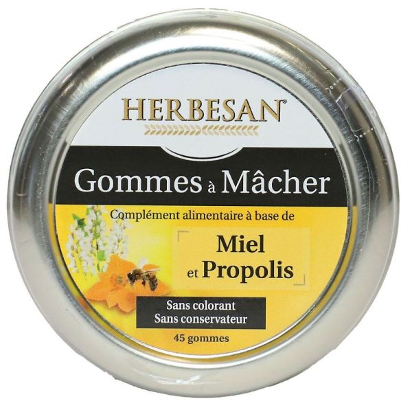 Herbesan - Gomme à mâcher miel et propolis - 45 gommes