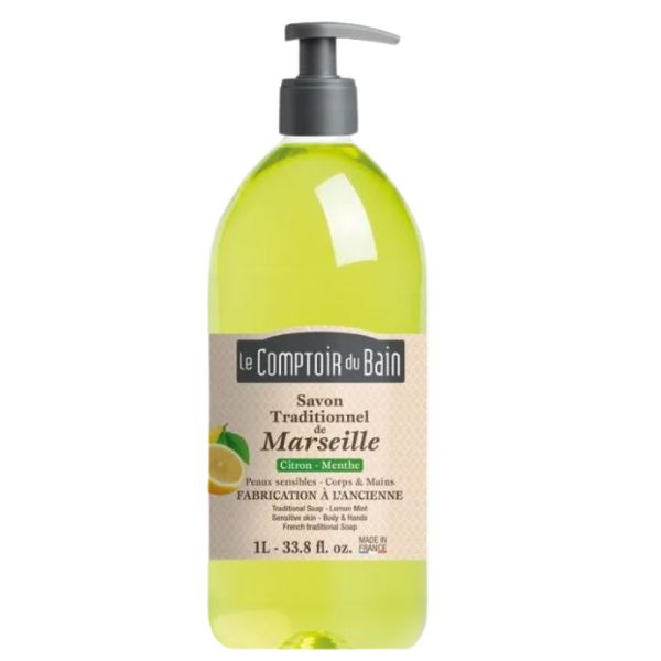 Le Comptoir du Bain - Savon Traditionnel de Marseille Citron Menthe - 1L