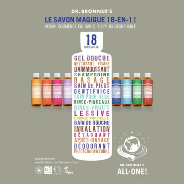 Dr. Bronner's - Savon liquide pure végétal 18-en-1 - Amande - 60ml