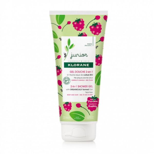 Klorane Junior - gel douche 2 en 1 parfum framboise - 200 ml