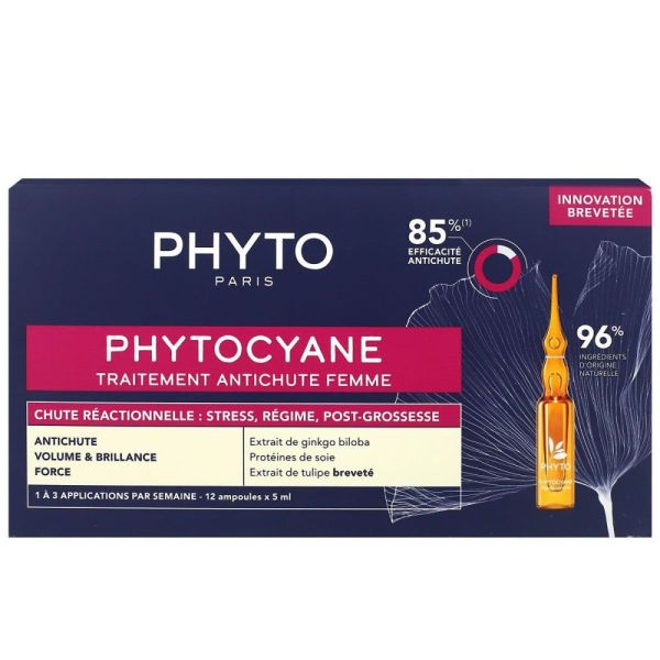 Phyto - Phytocyane Traitement Anti-Chute Femme - 12 Ampoules