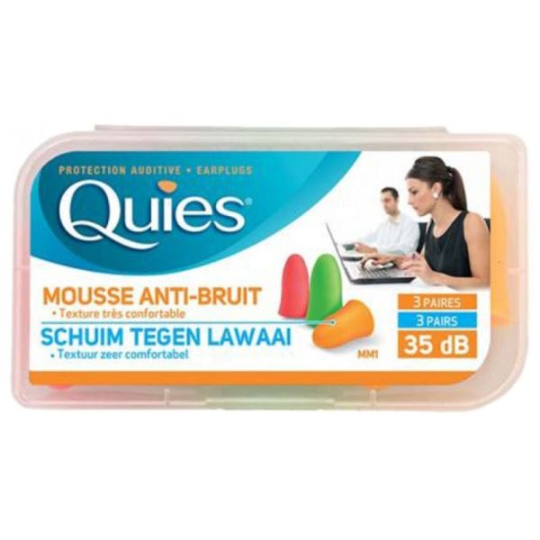Quies Mousse Anti-Bruit Couleurs assorties - 3 paires