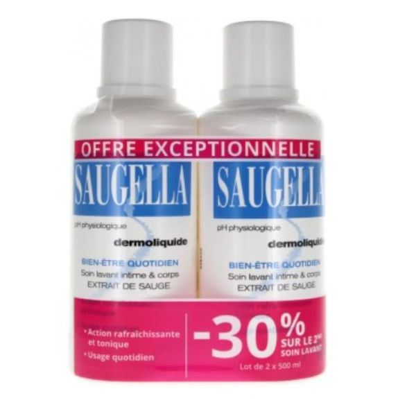 Saugella dermoliquide - Emulsion lavante douce - Lot 2 x 500mL