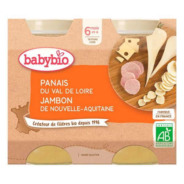 Babybio - Panais du Val de Loire, Jambon de Nouvelle-Aquitaine - dès 6 mois - 2x200g