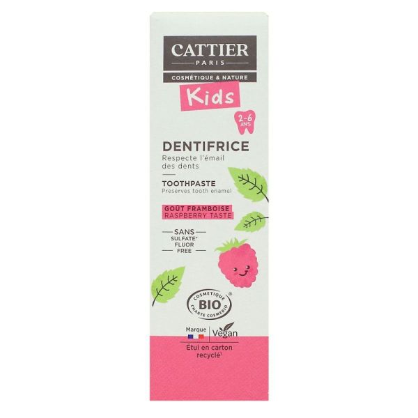 Cattier - Dentifrice 2-6 ans Goût framboise - 50ml