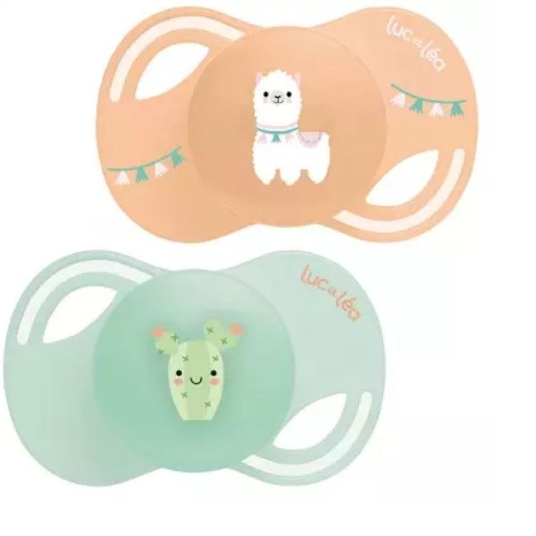 Luc et Léa - Duo de sucettes anatomiques extra-fines – Lama et Cactus - 6/18 Mois -  2 unités