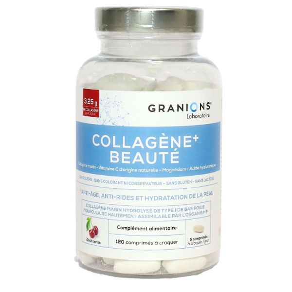 Granions - Collagène beauté + - Goût cerise - 120 comprimés