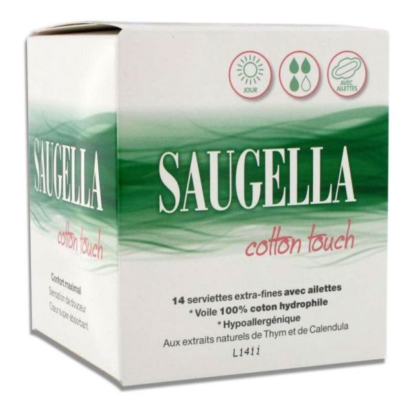 Saugella - Serviettes extra-fines avec ailettes Jour - 14 serviettes