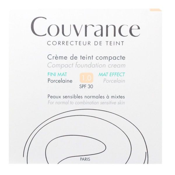 Avène - Couvrance - crème de teint compacte Fini Mat SPF 30 - 10g - 1.0 Porcelaine