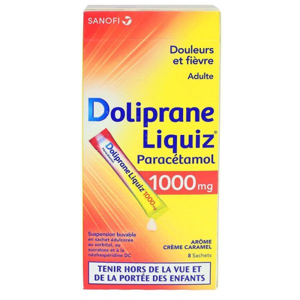 DolipraneLiquiz 1000mg - 8 sachet arôme crème caramel