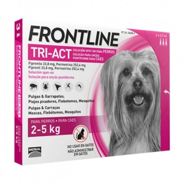 Frontline Tri-Act - Spot on chiens 2-5 kg - 3 pipettes