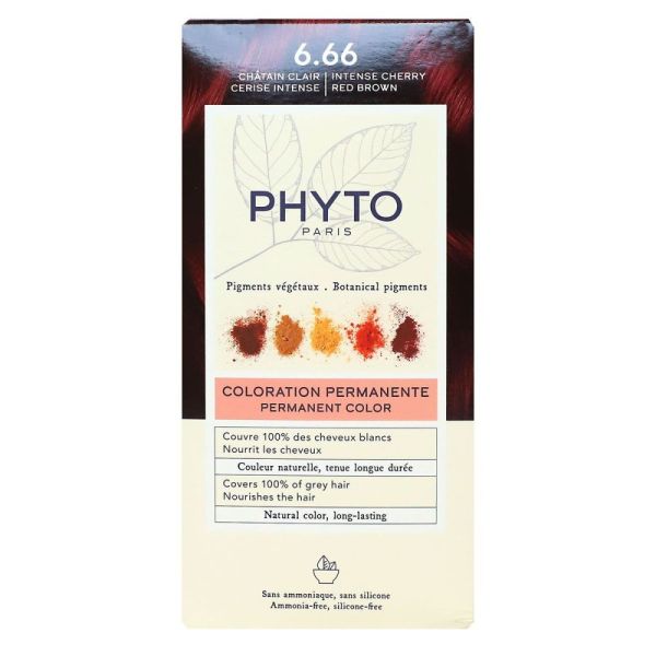 Phyto - Coloration Permanente Châtain Clair Cerise Intense 6.66