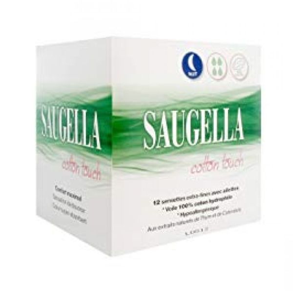Saugella - Serviettes extra-fines cotton touch nuit - 12 serviettes