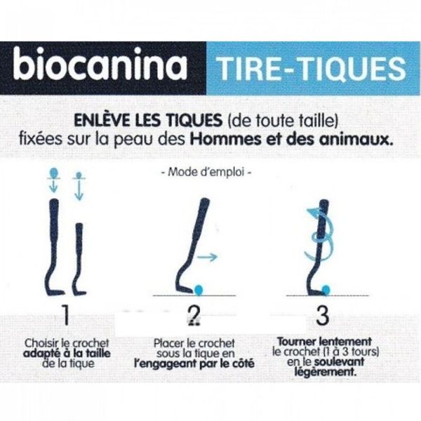 Biocanina - 2 Tire-tiques 2 tailles de crochets