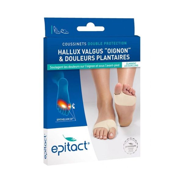 Epitact  - Coussinets double protection Hallux Valgus oignon & douleurs plantaires Taille L
