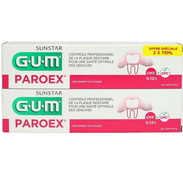 GUM - Gel dentifrice - Paroex traitement d'attaque - 75 ml