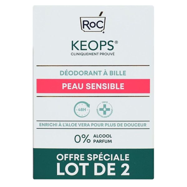 ROC - Keops Sensitive déodorant à bille 48h - 2x30ml
