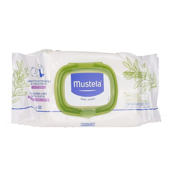 Mustela - Lingettes nettoyantes huile d'olive - 50 lingettes