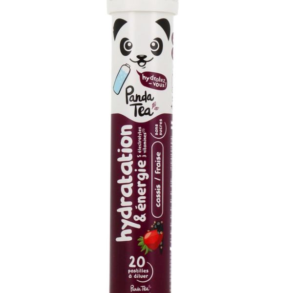 Panda tea - Hydratation & énergie goût  cassis/fraise - 20 pastilles