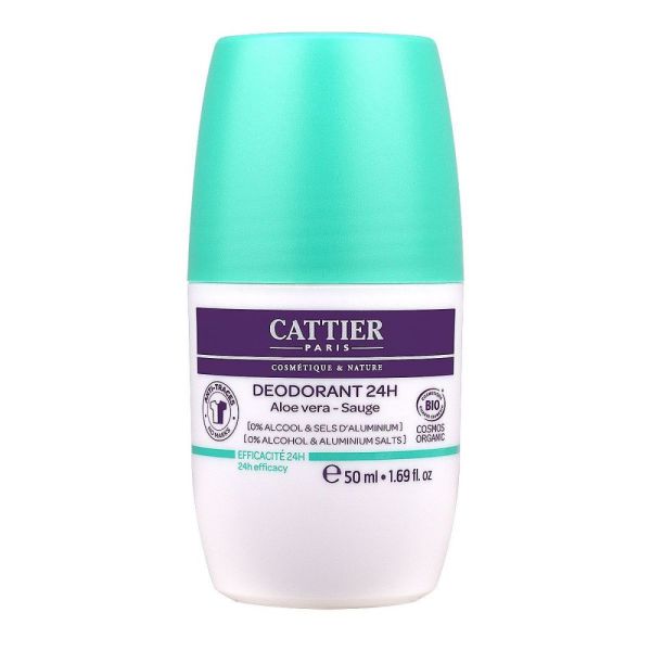 Cattier - Déodorant 24 heures aloé vera sauge - 50ml