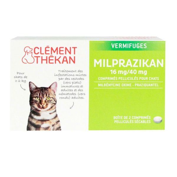 Clément Thékan - Milprazikan 16 mg/ 40 mg pour chat 2 comprimés