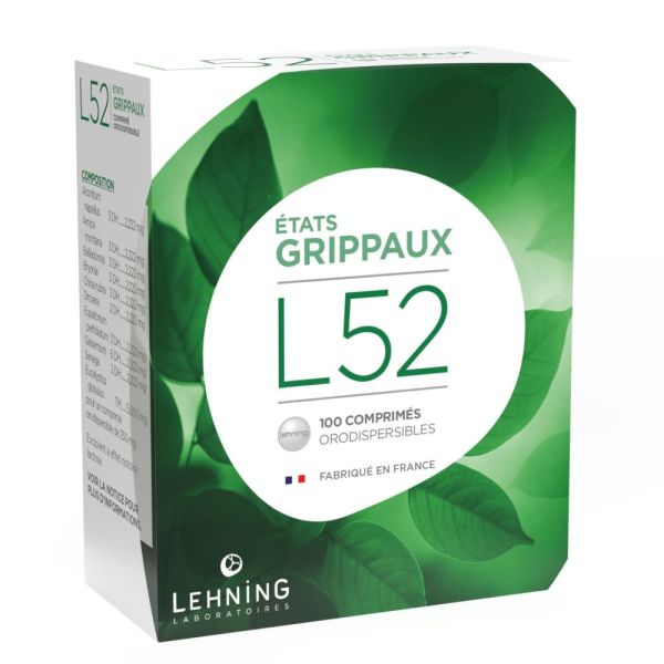 Lehning - L52 Etats Grippaux - 100 comprimés orodispersibles