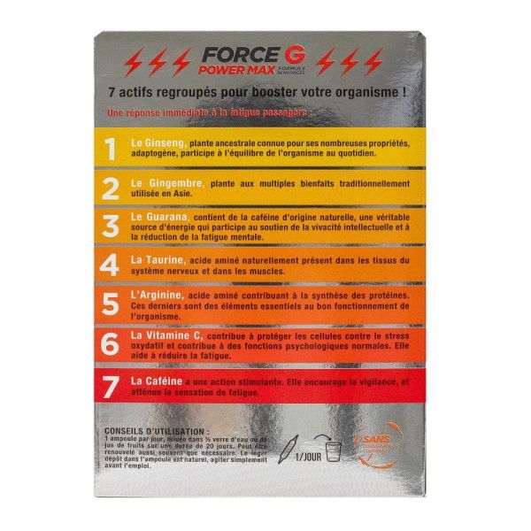 Nutrisanté - Force G Power Max Formule Renforcée 20 ampoules