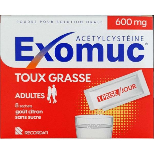 Exomuc 600mg - 8 sachets goût citron sans sucre