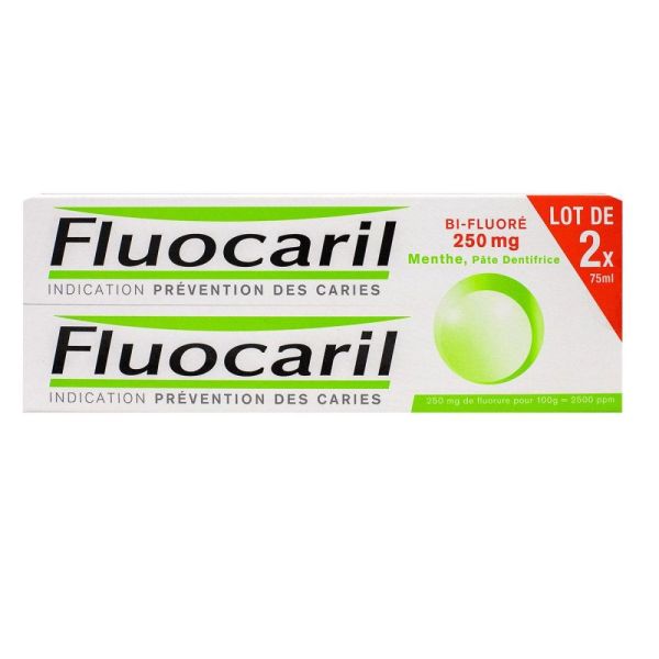 Fluocaril - Dentifrice bi-fluoré 250mg Menthe - 2x75ml