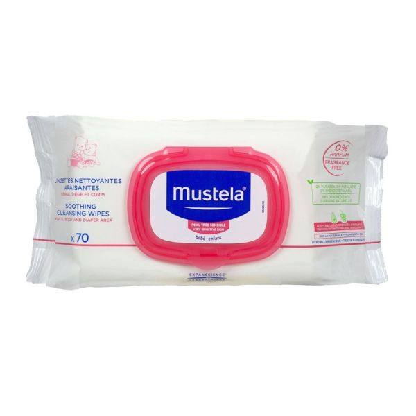 Mustela - Lingettes nettoyantes apaisantes peau très sensible - x70