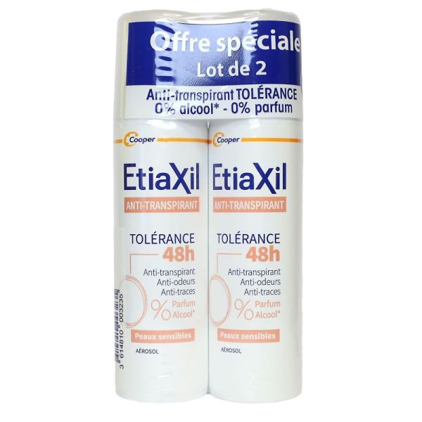Etiaxil - Anti-transpirant déodorant aérosol 48h tolérance peau sensible - 2x150ml
