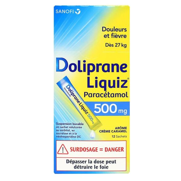 DolipraneLiquiz 500mg - 12 sachet arôme crème caramel