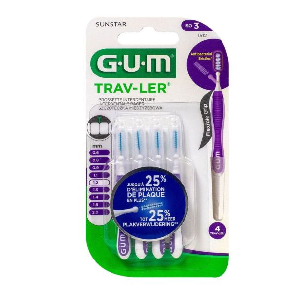 GUM TRAV-LER - Brossette interdentaire - 4 brossettes - T3 - 1.2 mm