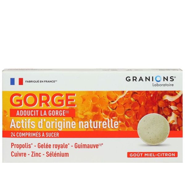 Granions - Gorge goût miel-citron - 24 comprimés