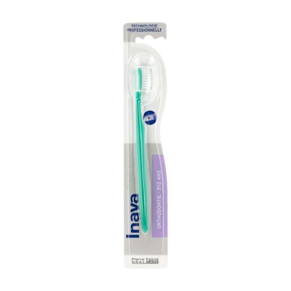 Inava - Brosse à dents orthodontie 7/12 ans - Brosse souple